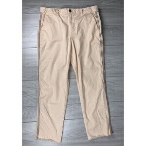 Gap Women's Girlfriend Chino Size 10 Flat Front Creamy Yellow Frayed Hem